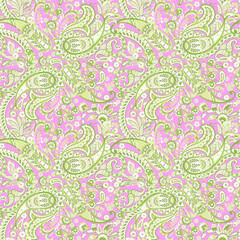 Materiał do szycia Seamless pattern based on traditional Asian elements Paisley. Traditional colorful seamless paisley vector pattern. Pattern for textile design or fabrics. Fashionable delicate design