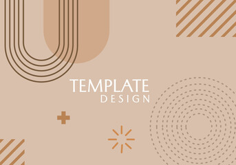 brown abstract geometric background with hand drawn floral elements. banner, poster, website design
