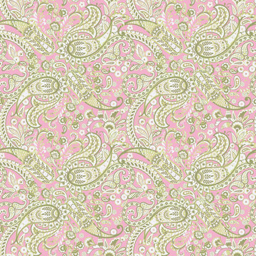 Seamless pattern based on traditional Asian elements Paisley. Traditional colorful seamless paisley vector pattern. Pattern for textile design or fabrics. Fashionable delicate design