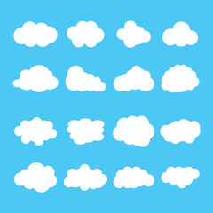 clouds. good weather abstract stylized symbols in flat style. Vector templates of puffy clouds isolated