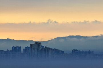 Dramatic panorama evening sky after sunset