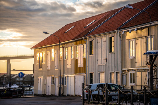 Houses at sunset