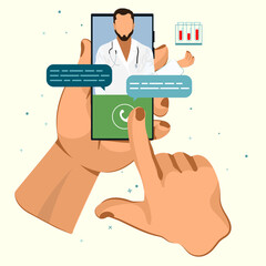 The doctor is on the phone Call a doctor Online doctor s consultation. Laboratory analyzes online View videos or video chat with the doctor 
