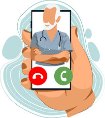 The doctor is on the phone Call a doctor Online doctor s consultation. Laboratory analyzes online View videos or video chat with the doctor 