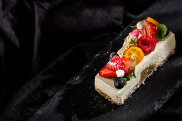 Dessert panna cotta with fruits