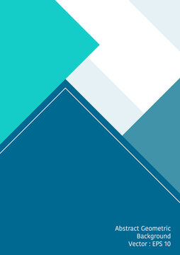 Abstract geometric background design, group of polygonal shapes in vertical style, blue-green color tone