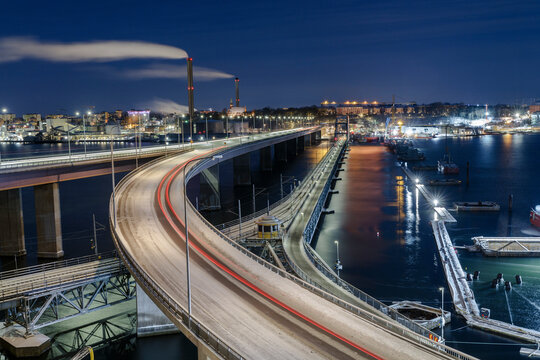 Bridge at night in Lidingo Sweden
