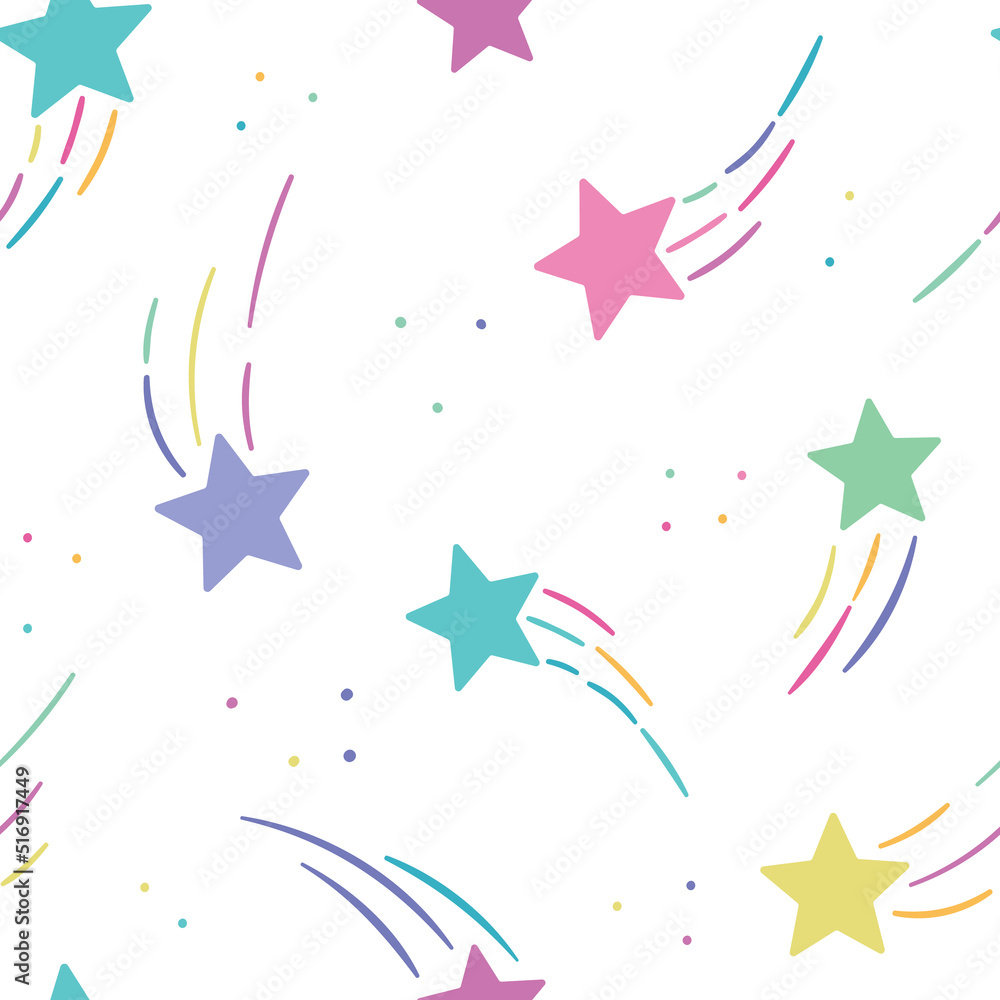 Poster colorful shooting stars seamless vector pattern