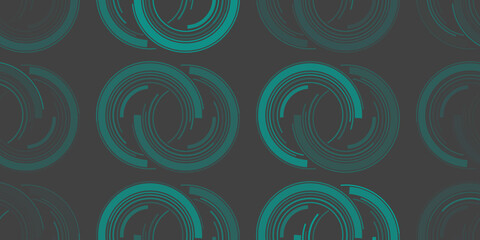 Abstract Dark Green Vintage Style Coupled Concentric Half Circles Pattern Background, Wide Scale Texture - Illustration Template Design in Editable Vector Format
