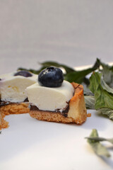 cake, berry dessert, blueberry cake, food photo, aesthetics, instagram photo, delicious breakfast, sweets, cafe, blueberry cream tarts, yogurt cake, whipped cream