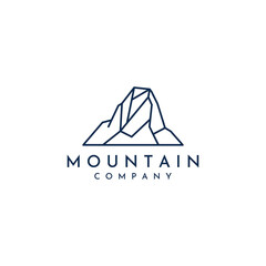 Mountain landscape view, minimalistic design. Logo for photographers, climbers and adventurers. Editing using vector illustration.