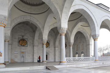  Fragment with arcade of Melike Hatun Mosque in Ankara, Turkey