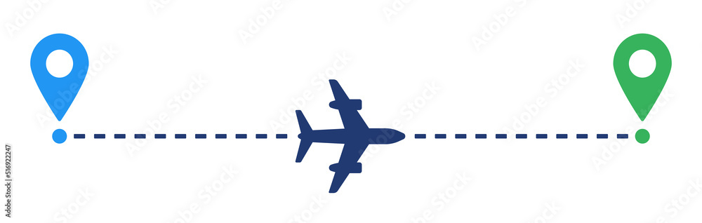 Poster Plane path icon vector. Plane route line isolated on white background.