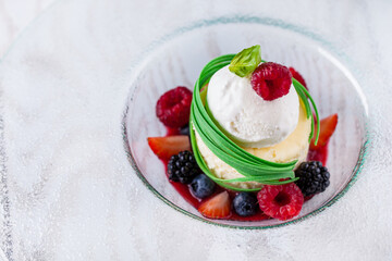 Ice cream ball with green chocolate