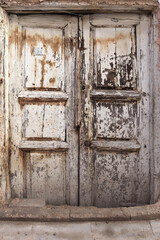 Old wooden white door
