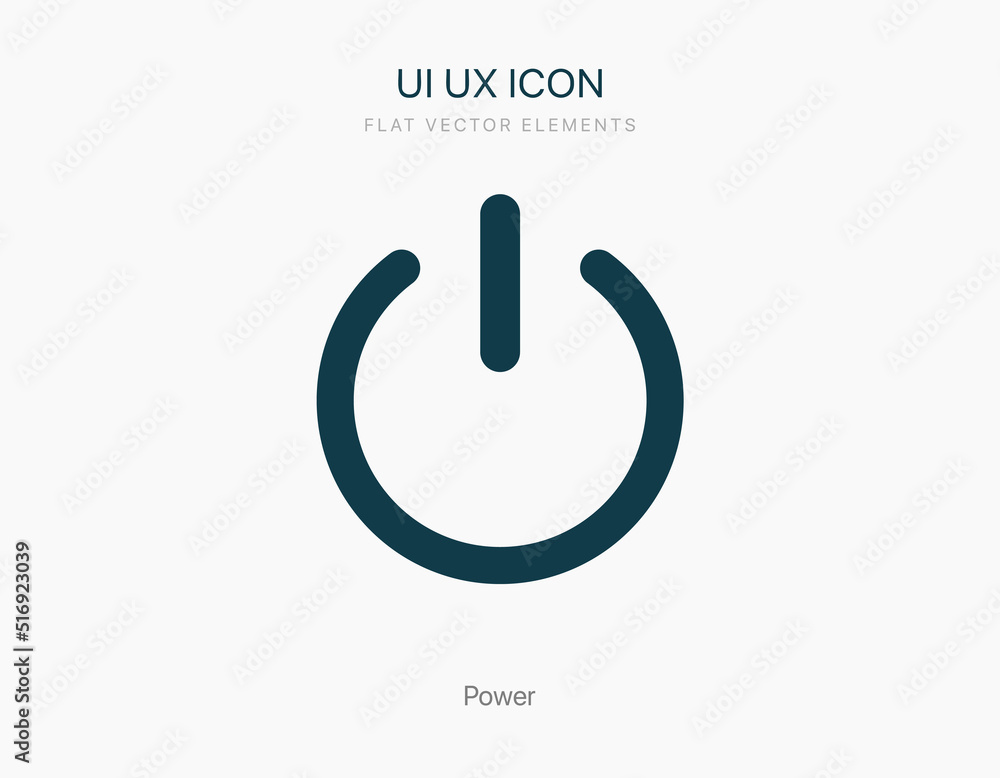 Aufkleber Flat style circle start icon and power button. Shut down symbol. On off icon. 