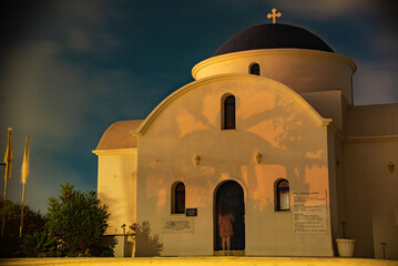 Church at night  in Kato Paphos.