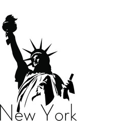 illustration in silhouette of the statue of liberty new york city