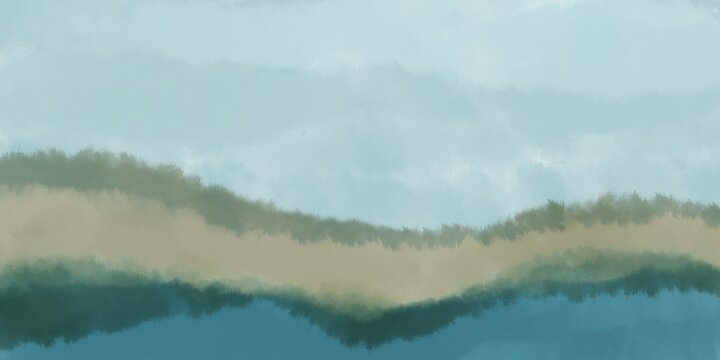 Fondo abstracto con textura de acuarela. Paisaje abstracto moderno, impresi&oacute;n. Colores neutros azules, verdes y marrones