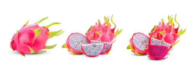 Dragon Fruit Portion On White background