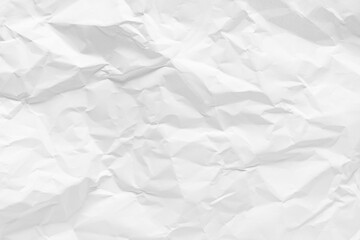 White crumpled paper texture background, clean white wrinkled paper, top view.