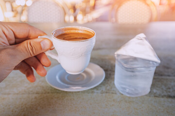 Traditional turkish coffee with pure water for better taste