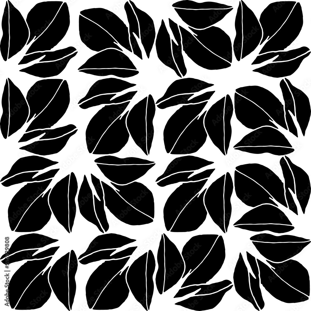 Poster abstract flower elements vector seamless pattern. simple repeat in black on white background.