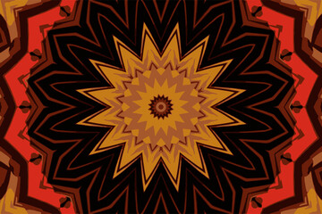 Abstract ornament consisting of fractal spirals and various patterns with a beautiful flower in the center