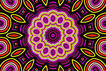 Fractal abstract background with an unusual abstract flower in the center and a fractal ornament in the form of spirals in a circle