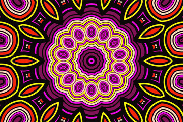 Fractal abstract background with an unusual abstract flower in the center and a fractal ornament in the form of spirals in a circle