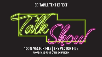 Editable text effect modern 3d Talk Show and minimal font style