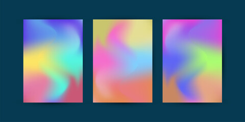 Set of abstract vector backgrounds filled with colorful design in purple, orange, yellow, and blue, Superb color curve combination templates