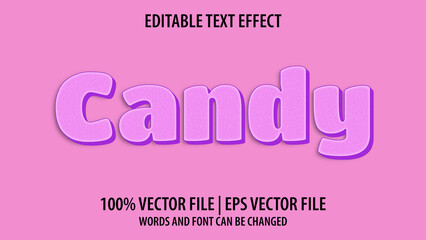Editable text effect modern 3d Candy and minimal font style