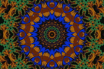 Fractal abstract mandala with a circular ornament in the form of spirals and a beautiful abstract flower in the center