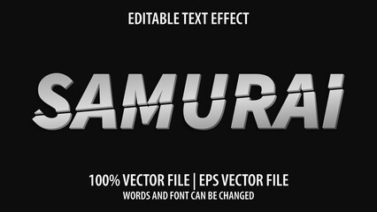 Editable text effect modern 3d SAMURAI and minimal font style