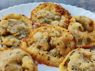 delicious sweet snacks in a plate closeup shot