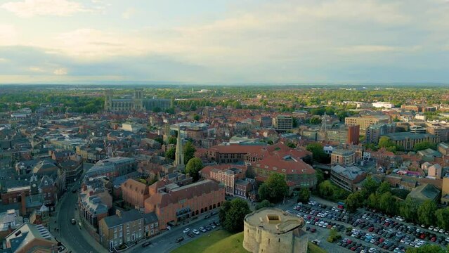 View across York with Clifford's Tower and Cathedral