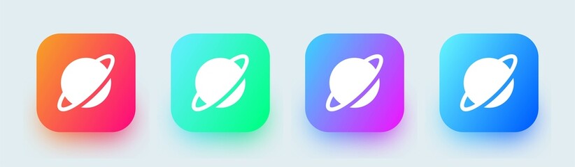 Planet solid icon in square gradient colors. Asteroid signs  vector illustration.