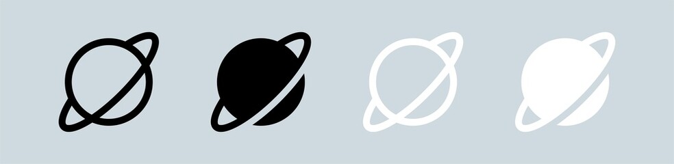 Planet icon set in black and white colors. Asteroid signs  vector illustration. © Yasir Design
