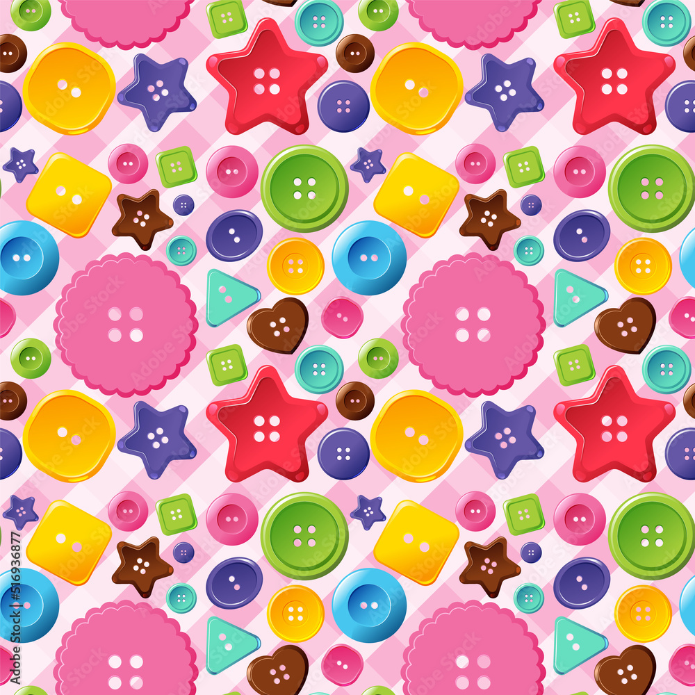 Poster Colourful buttons seamless pattern