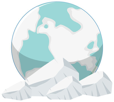 Earth and ice icon on white background