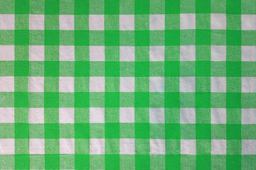 Green and white classic checkered tablecloth texture