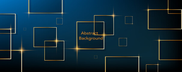 Abstract gold or yellow glass mirror rectanglewith blue background frame, with space for your text. Vector illustration