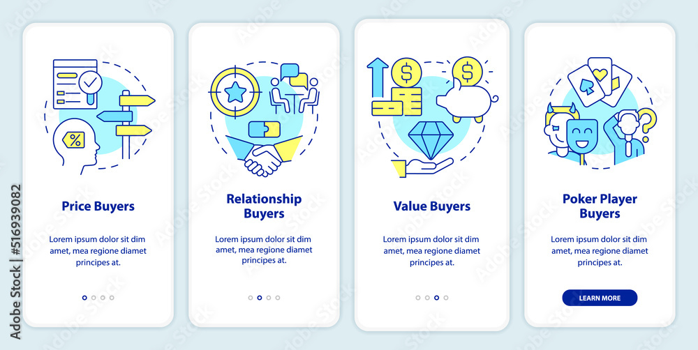 Poster dealing with customers onboarding mobile app screen. business walkthrough 4 steps editable graphic i