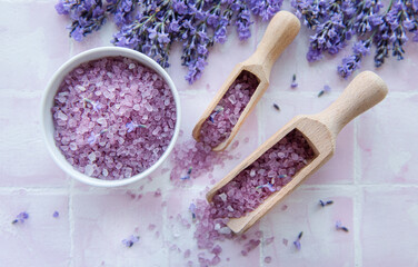 Aromatherapy lavender bath salt and massage oil