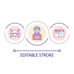 Phishing on crypto platforms loop concept icon. Hackers and frauds activity. Suspicious offers abstract idea thin line illustration. Isolated outline drawing. Editable stroke. Arial font used