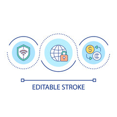 Internet connection security loop concept icon. Safe crypto trading. Blockchain network abstract idea thin line illustration. Isolated outline drawing. Editable stroke. Arial font used