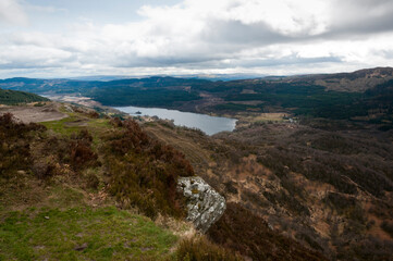 Naklejka premium View from Ben A'an over Loch Achray, The Trossachs, Scotland