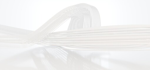 Luxury white abstract architectural minimalistic background. Contemporary showroom. Modern  exhibition stand. Empty gallery. Backlight. Polygonal Graphic Design. 3D illustration and rendering.