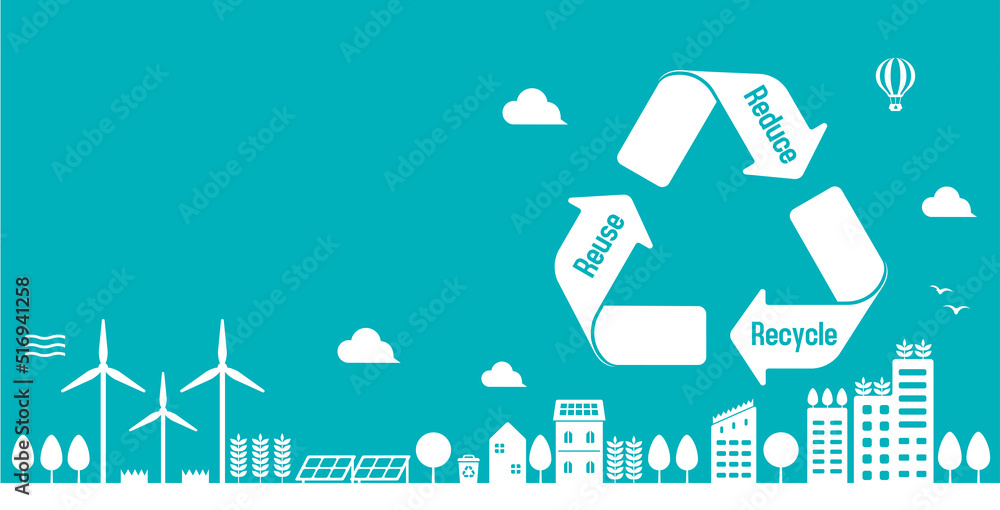 Wall mural smart ecology city, ecology life vector banner illustration